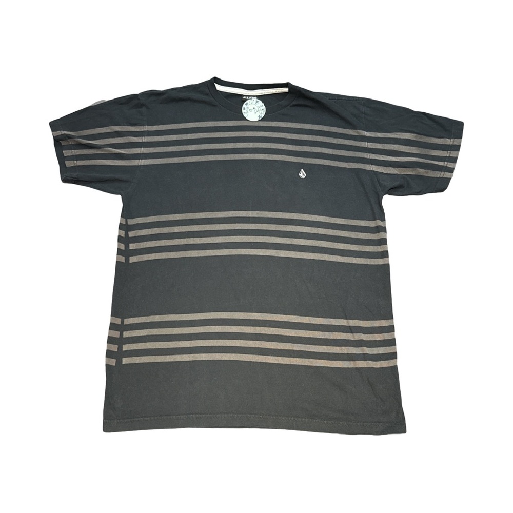 VOLCOM Y2K vintage men's black & brown striped tee, size large.